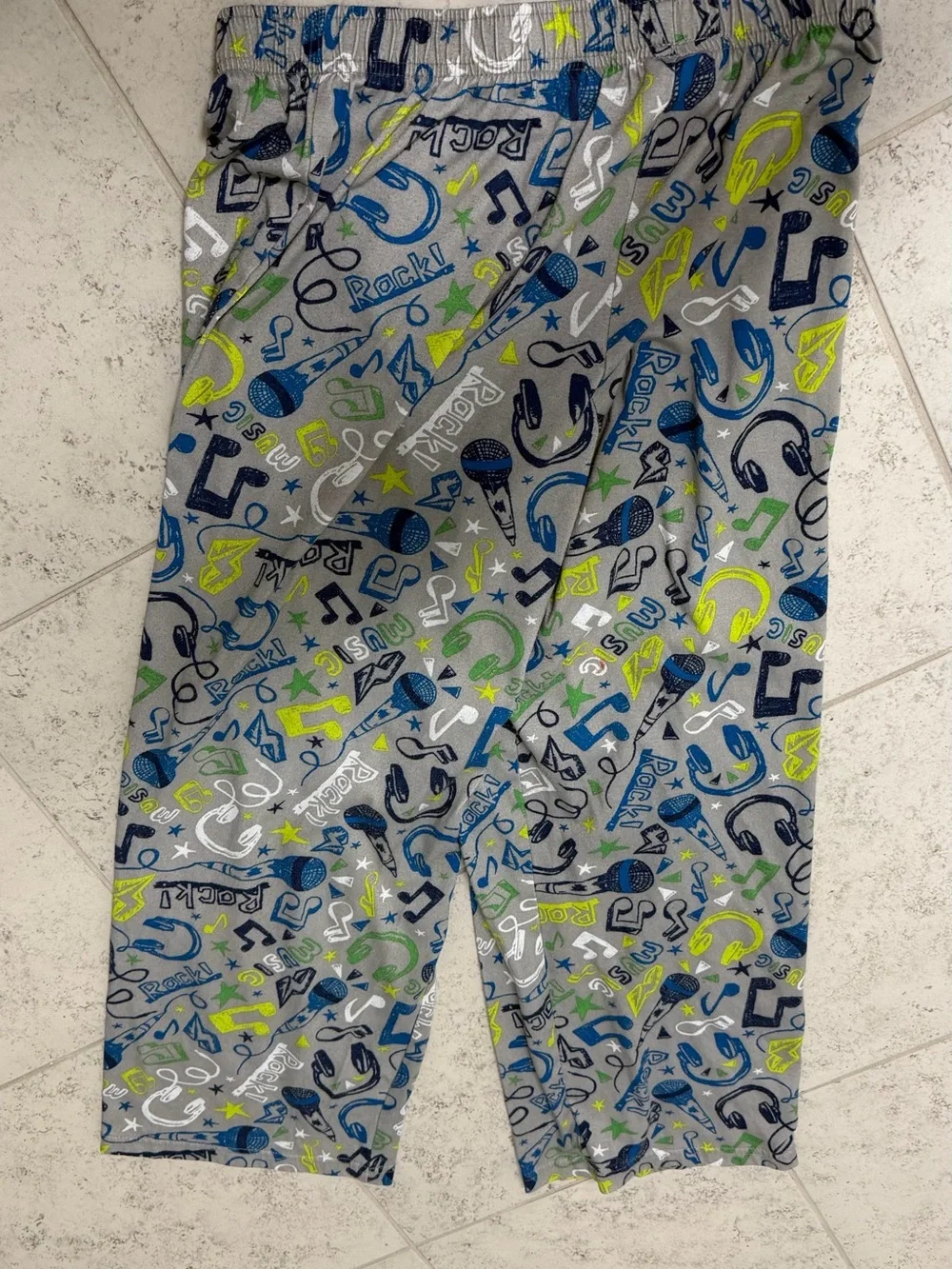 Cherokee Grey Rockstar Pajama Pants with multicolor Music Print Boy’s XL 16-18